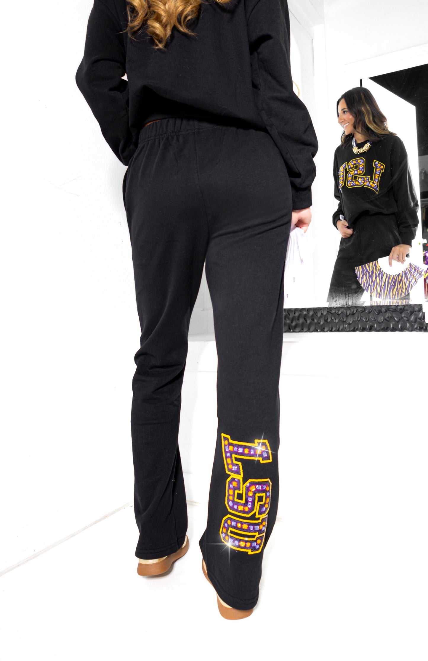 Queen of Sparkles LSU Jeweled Sweatpants