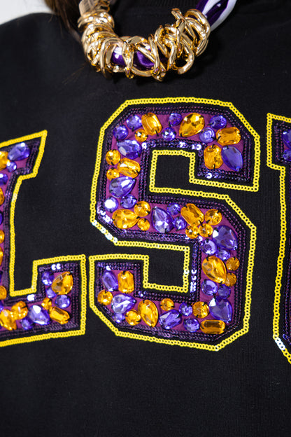 Queen of Sparkles LSU Jeweled Sweatshirt