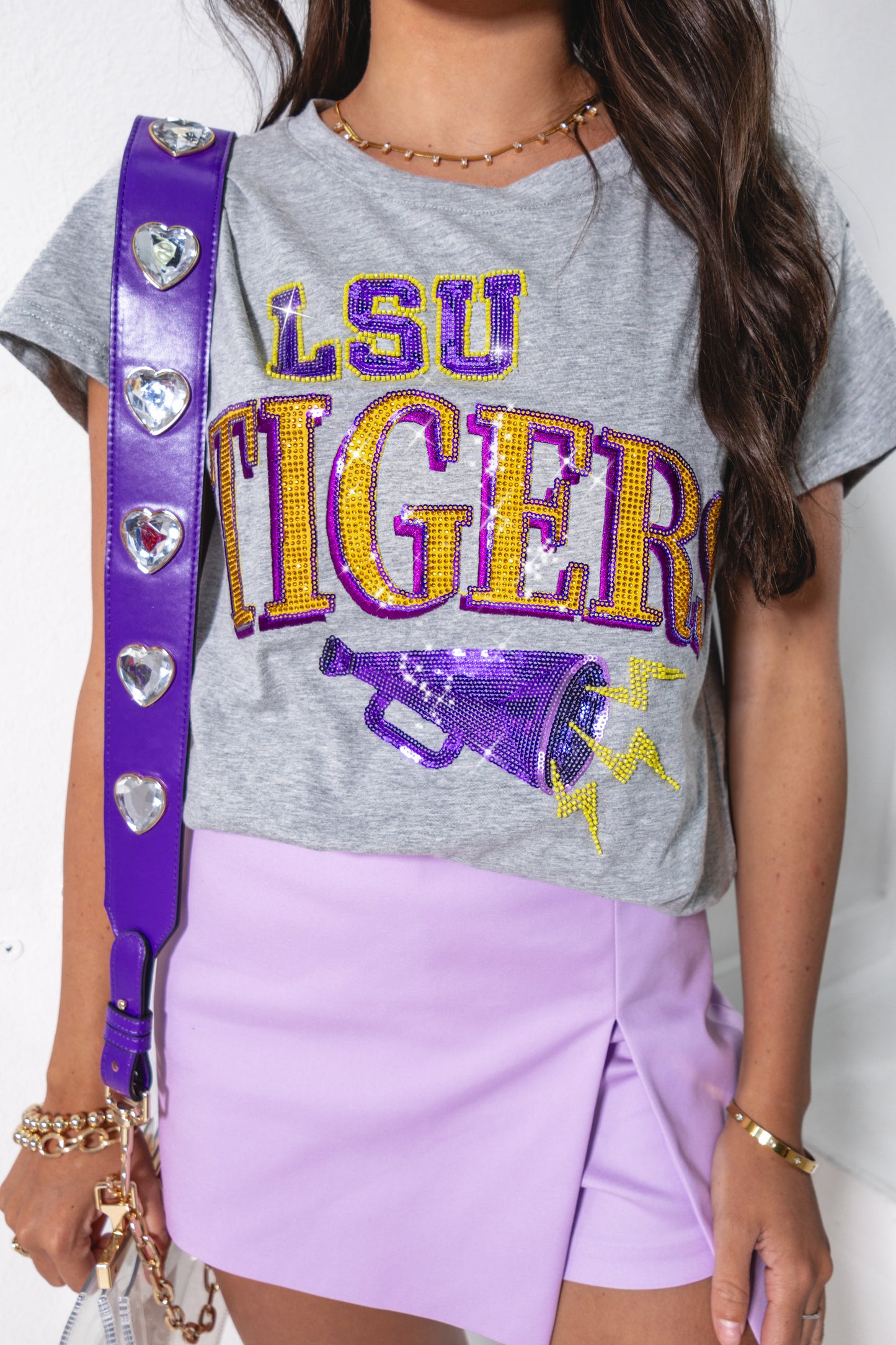 Queen of Sparkles LSU Megaphones & Icons Tee