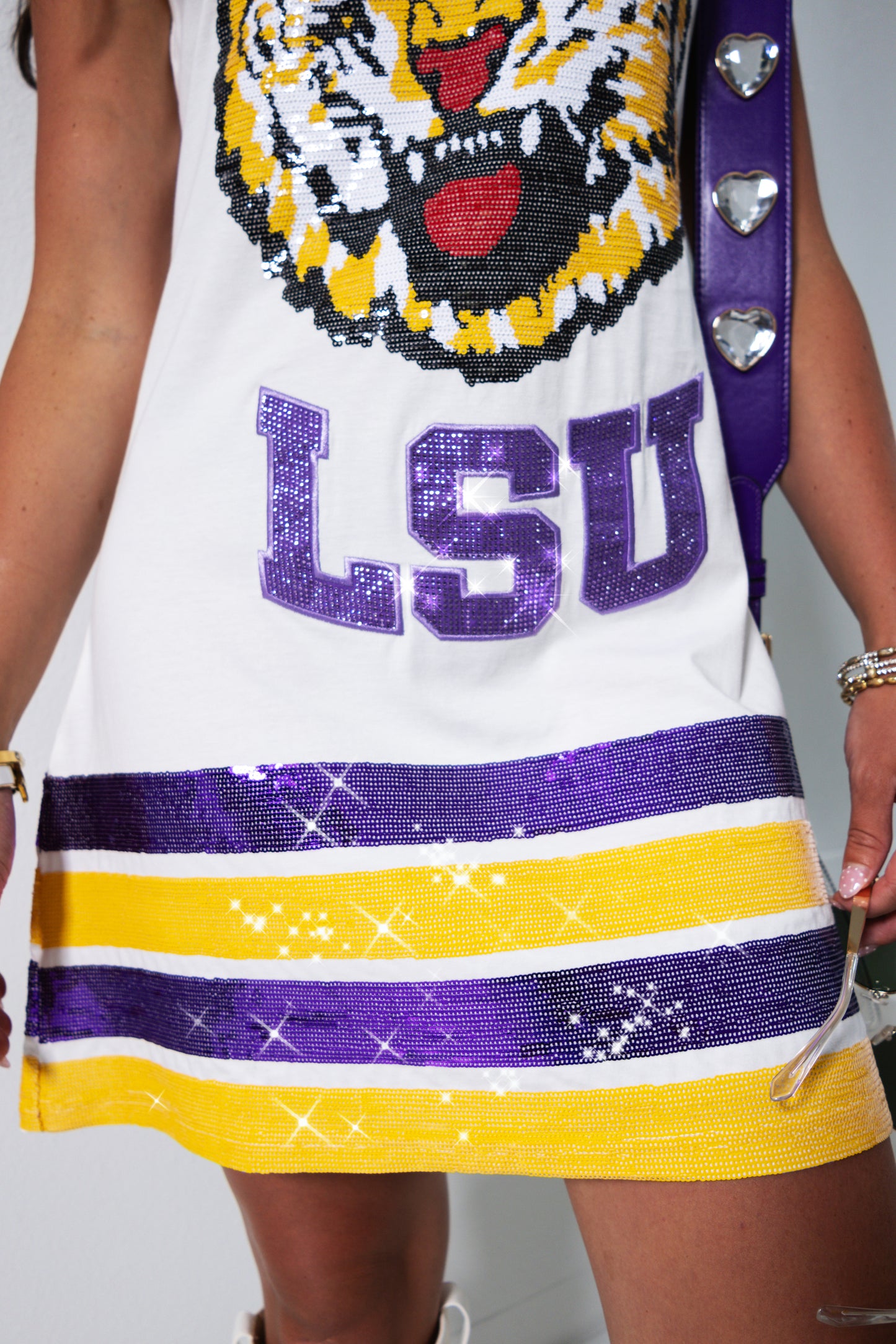 Queen of Sparkles LSU Striped Tank Dress