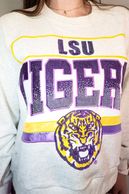 Queen of Sparkles LSU Tigers Vintage Sweater