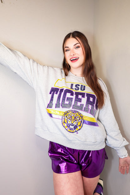 Queen of Sparkles LSU Tigers Vintage Sweater