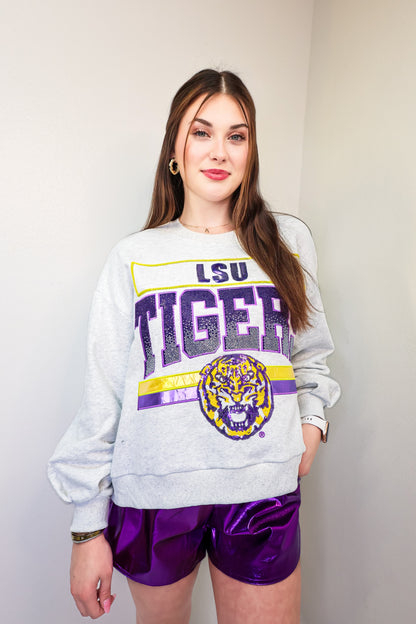 Queen of Sparkles LSU Tigers Vintage Sweater