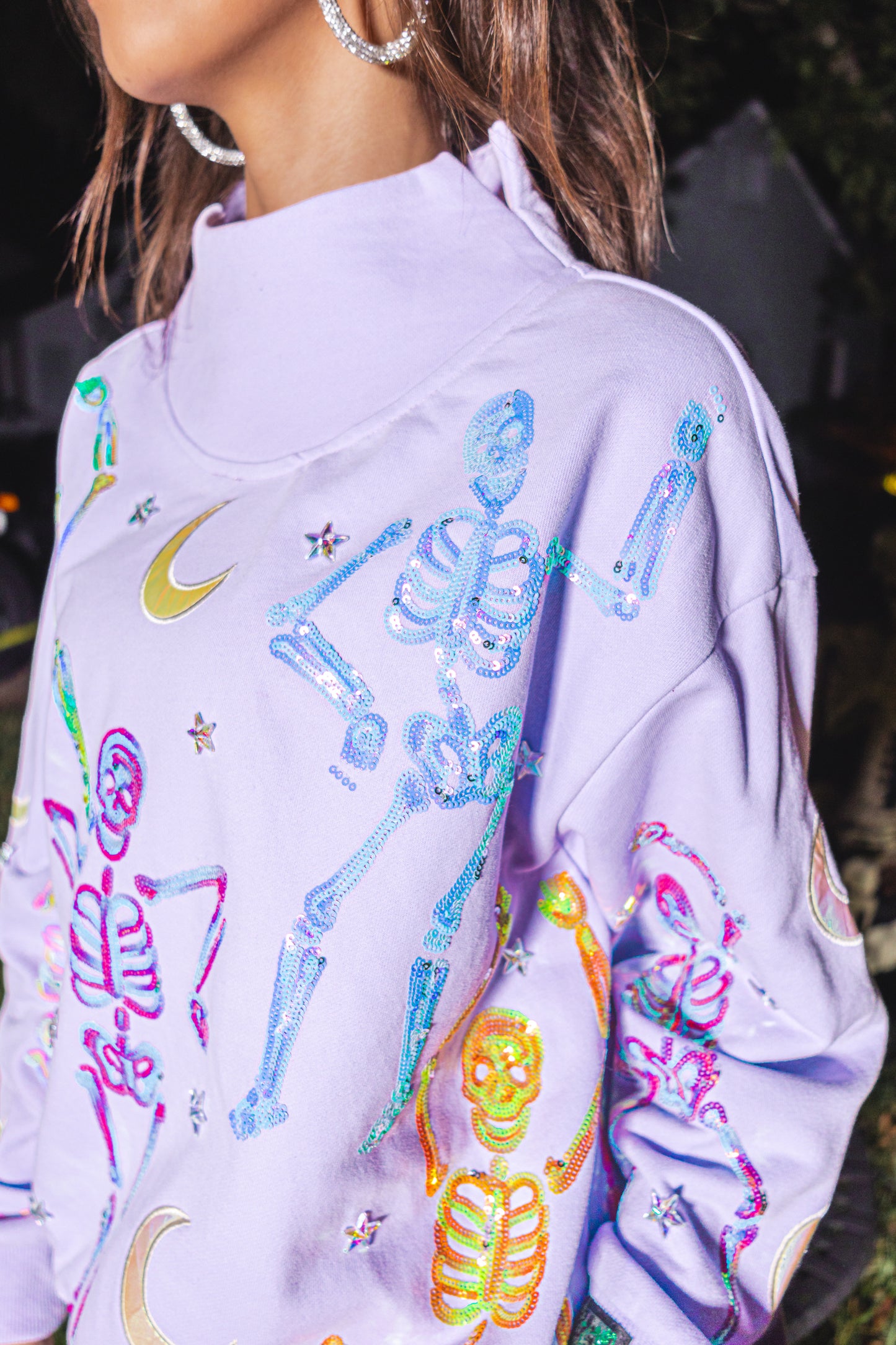 Queen of Sparkles Lavender Dancing Skeleton Sweatshirt