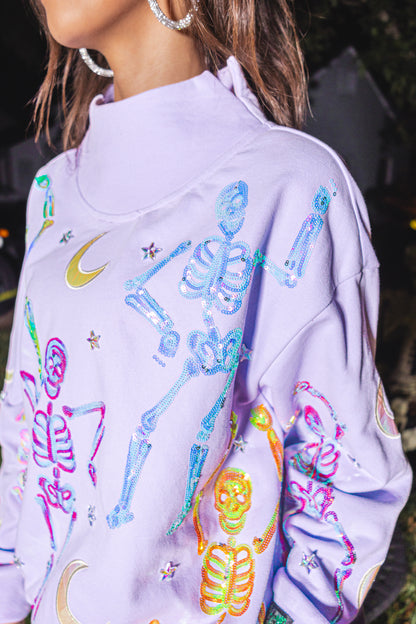 Queen of Sparkles Lavender Dancing Skeleton Sweatshirt