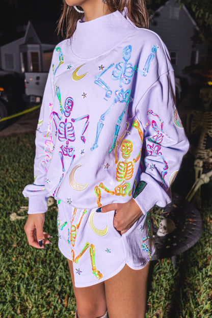 Queen of Sparkles Lavender Dancing Skeleton Sweatshirt