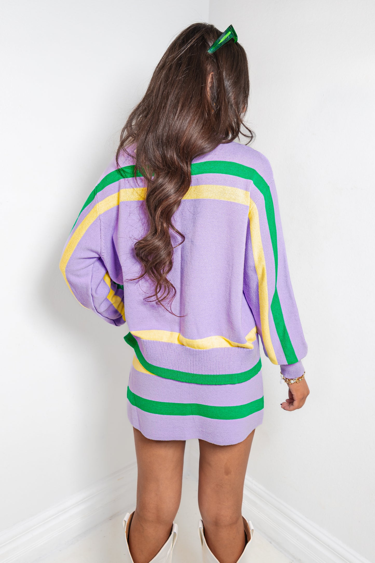 Queen of Sparkles Lavender, Green & Yellow 'Queen Cake' Sweater