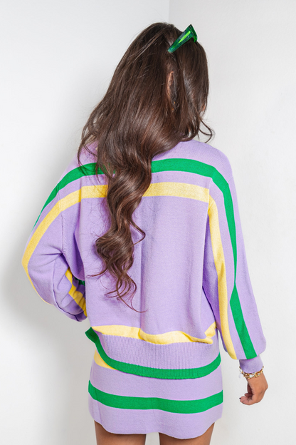 Queen of Sparkles Lavender, Green & Yellow 'Queen Cake' Sweater