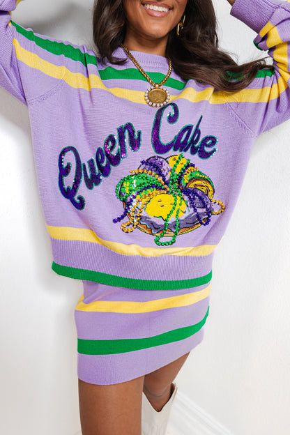 Queen of Sparkles Lavender, Green & Yellow 'Queen Cake' Sweater
