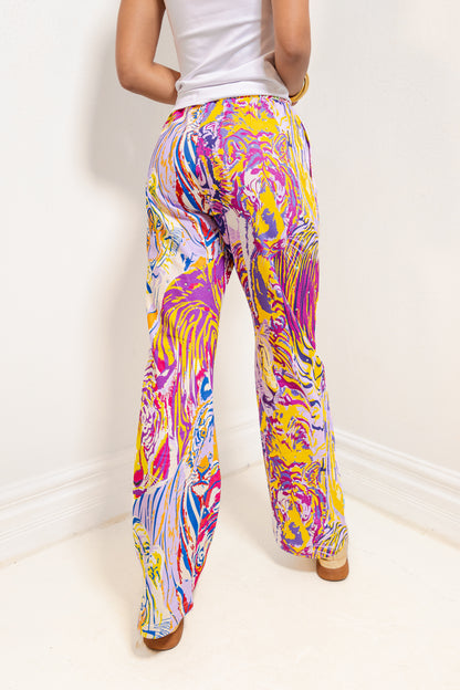 Queen of Sparkles Multicolor Abstract Tiger Pants
