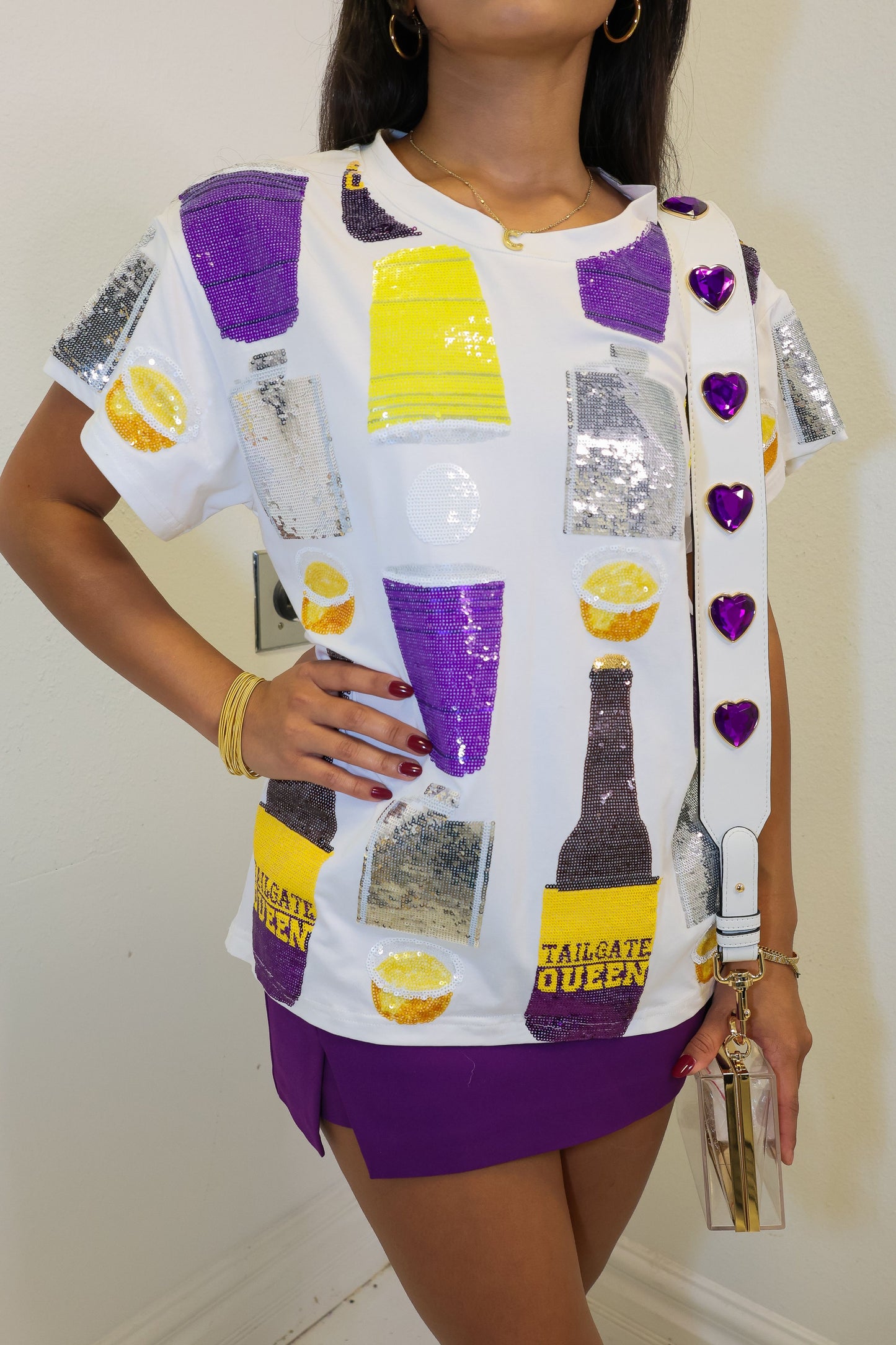 Queen of Sparkles Purple & Yellow Tailgate Queen