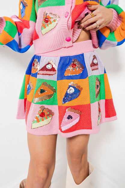 Queen of Sparkles Rainbow Colorblock Piece of Pie Skirt