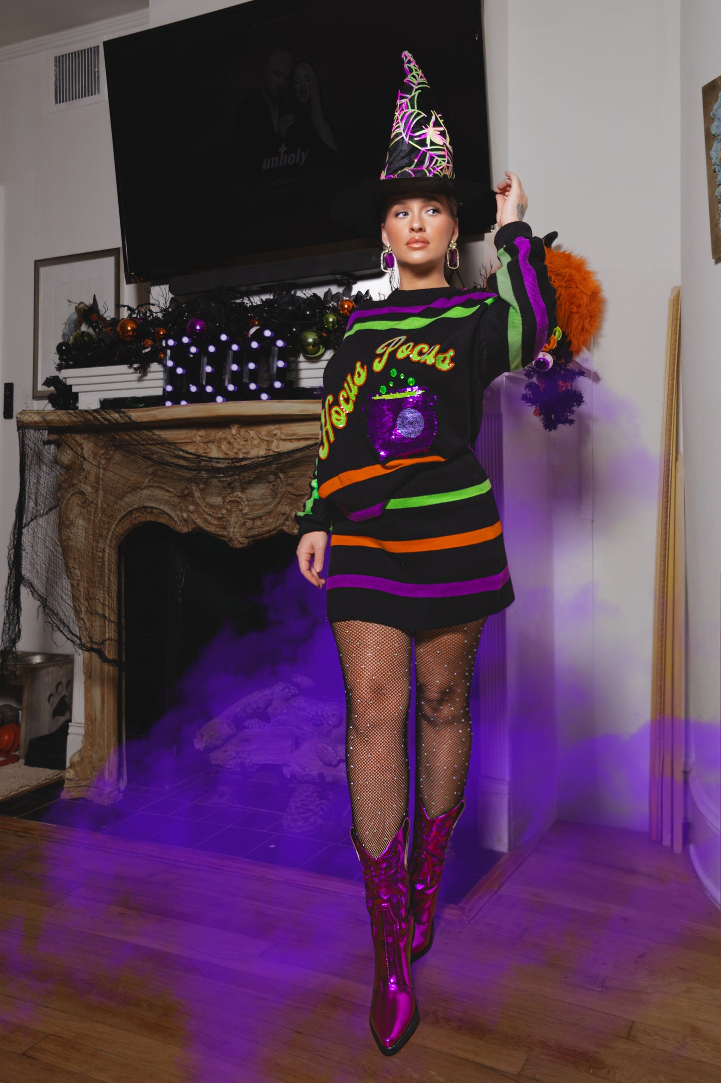 Queen of Sparkles Striped 'Hocus Pocus' Sweater