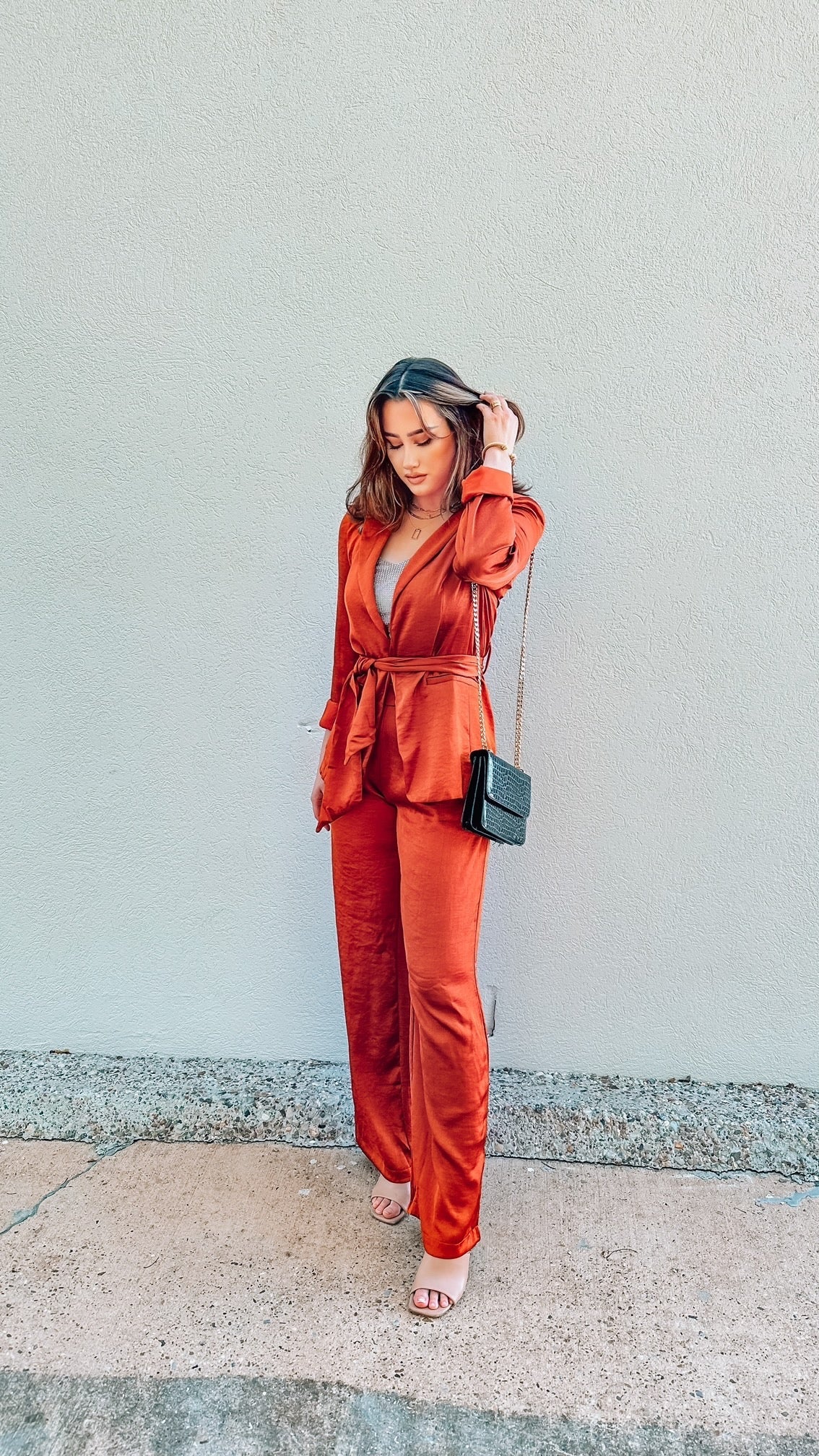 Working for the Weekend Rust Red Wide-Leg Trouser Pants