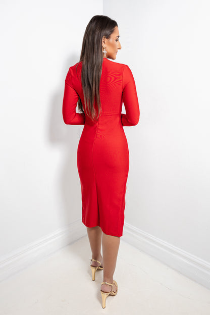 Red Hot Siren Midi Bandage Dress