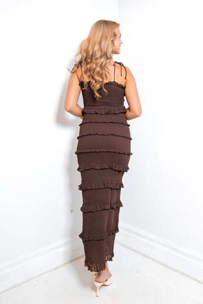 Reset Mocha Moods Smocked Midi Dress