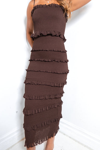 Reset Mocha Moods Smocked Midi Dress