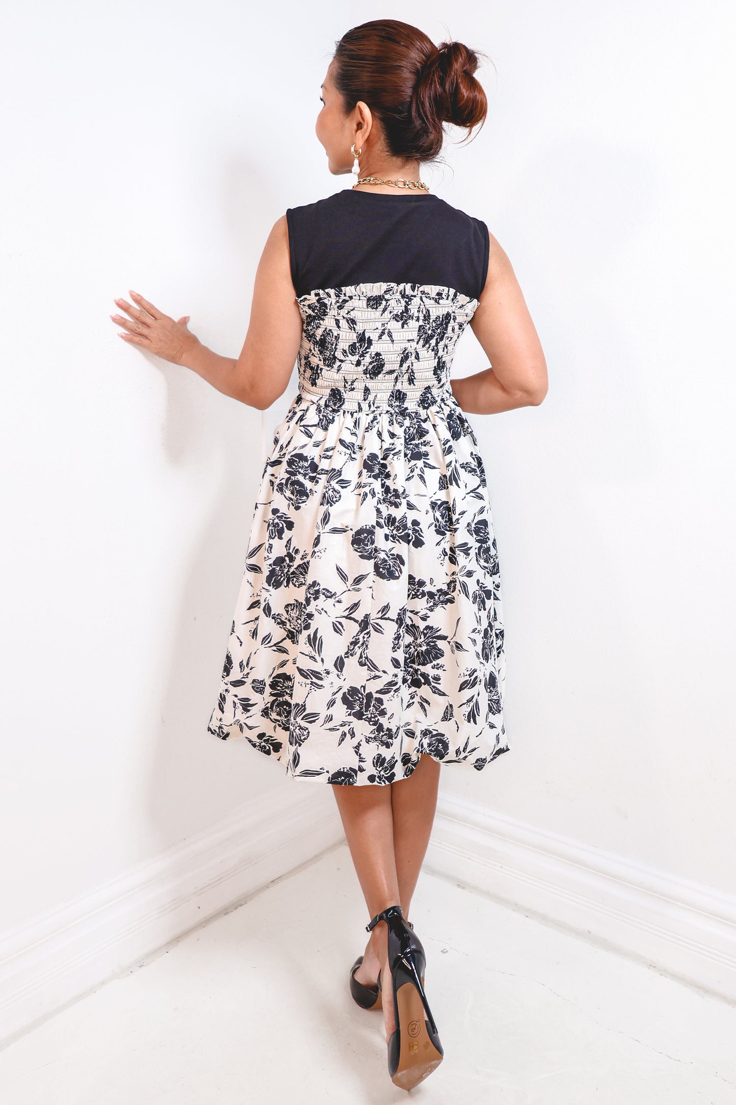 Retro Bloom Bubble Hem Dress