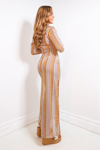 Retro Luxe Crochet Maxi Dress
