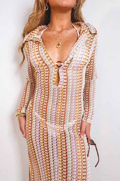 Retro Luxe Crochet Maxi Dress