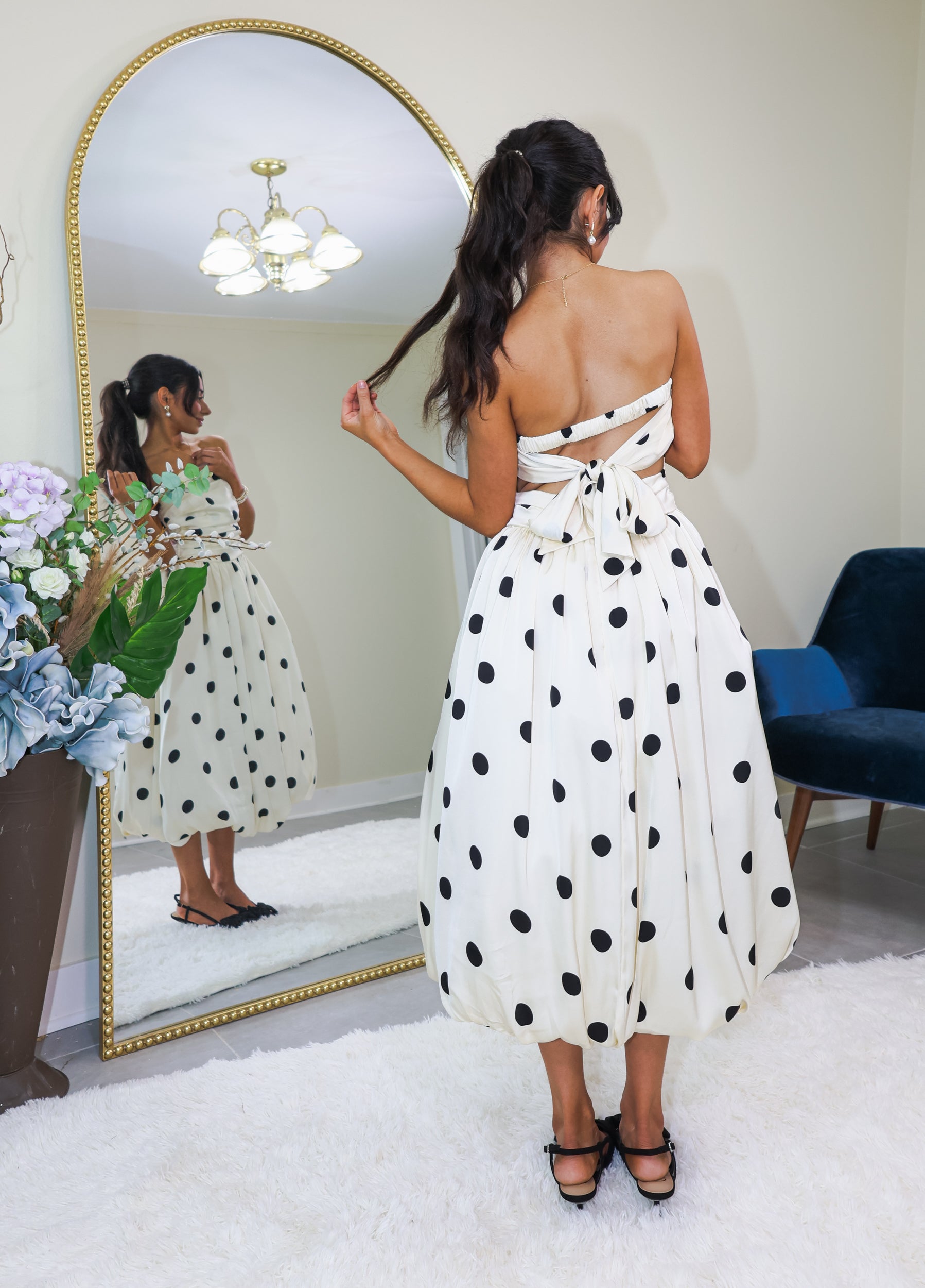Retro Romance Polka Dot Midi Dress