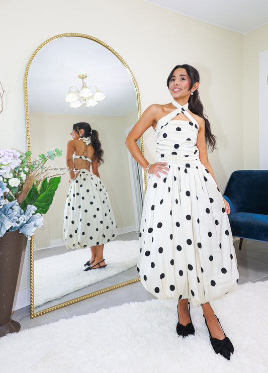 Retro Romance Polka Dot Midi Dress