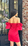 Rose Garden Ruby Ruffle Dress-Apparel & Accessories-KCoutureBoutique, women's boutique in Bossier City, Louisiana