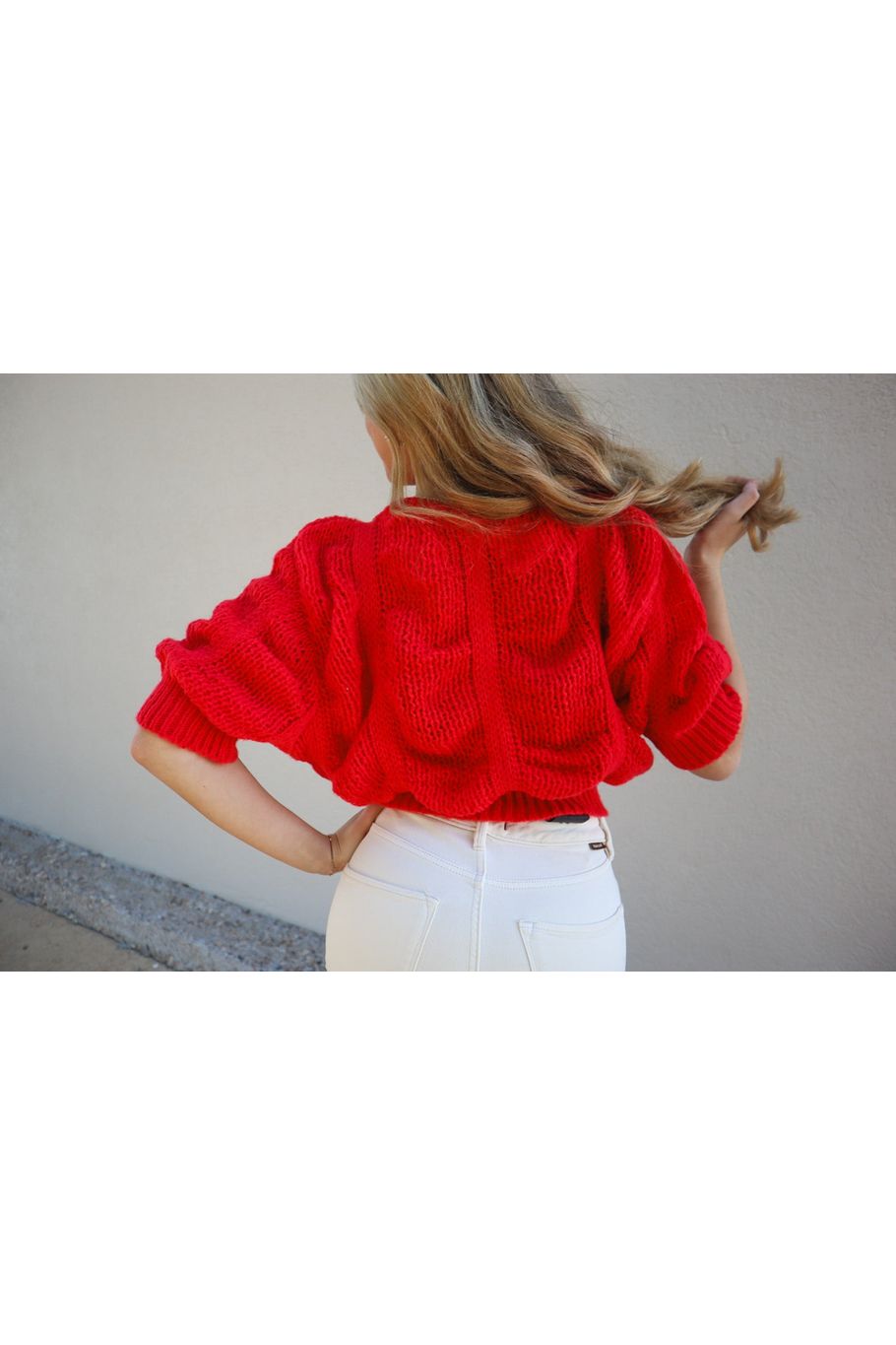 Rosie Red Cropped Knit Sweater Top-Tops-KCoutureBoutique, women's boutique in Bossier City, Louisiana