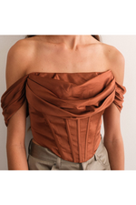 Ruched Off Shoulder Corset Top-Tops-KCoutureBoutique, women's boutique in Bossier City, Louisiana