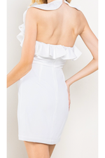 Ruched Ruffle Halter Dress-Apparel & Accessories-KCoutureBoutique, women's boutique in Bossier City, Louisiana