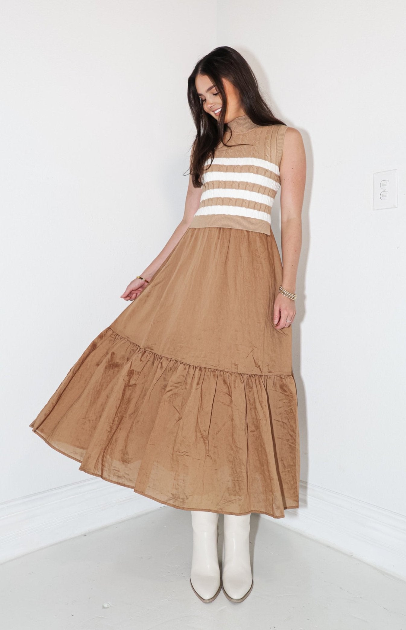 Golden Harvest Striped Midi Dress