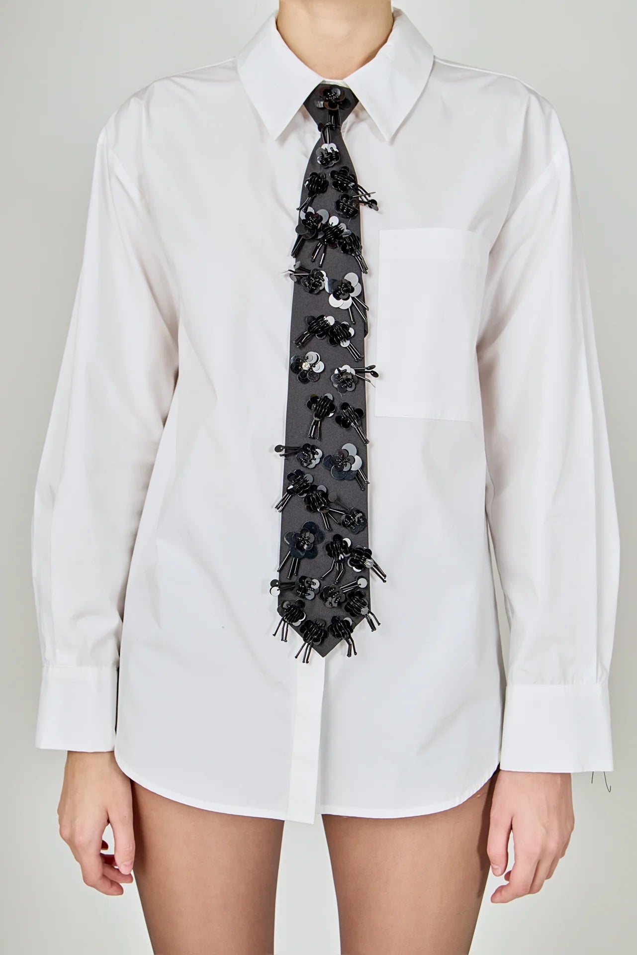 Endless Rose Detachable Sequin Tie Shirt