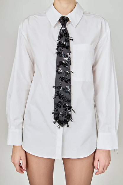 Endless Rose Detachable Sequin Tie Shirt