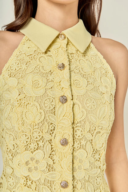 English Factory Floral Lace Halter Top