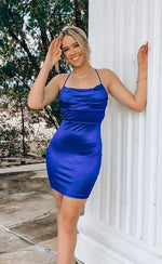 Satin Criss Cross Open Back Mini Dress-Dresses-KCoutureBoutique, women's boutique in Bossier City, Louisiana