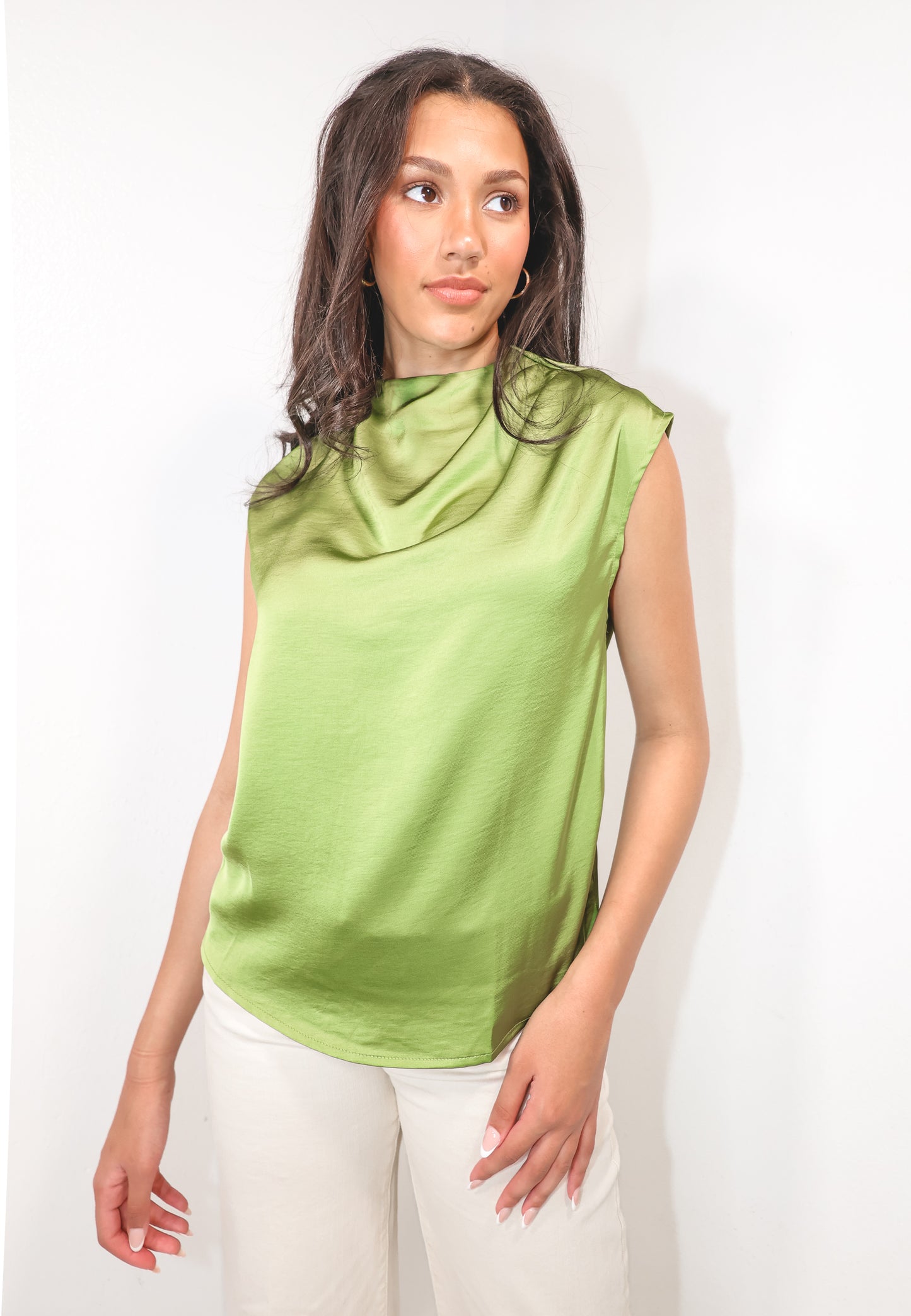 Satin Springs Draped Blouse