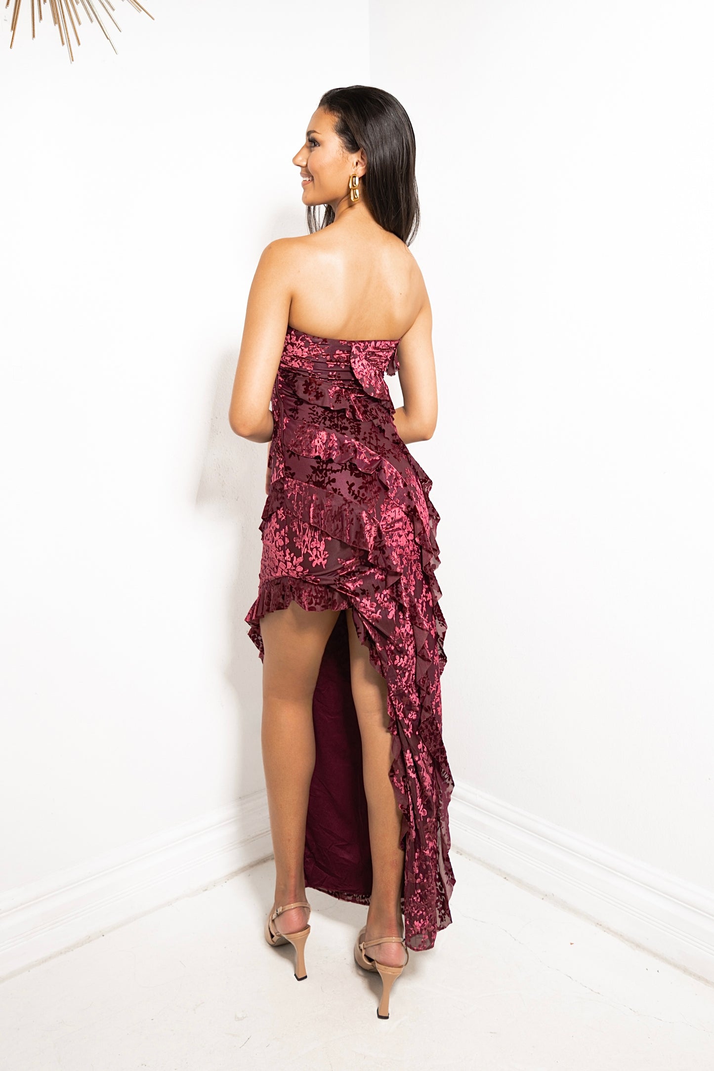 Scarlet Siren Ruffled Mesh Maxi Dress