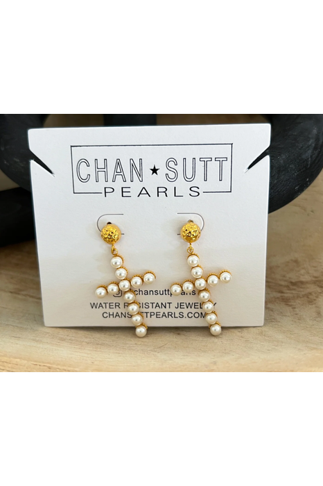 Pearl Cross Earrings