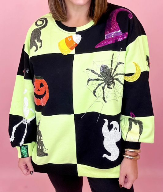 Queen of Sparkles Checkered Halloween Icon Sweatshirt