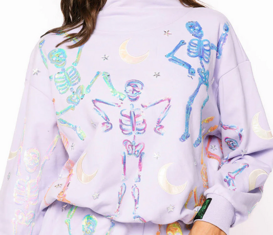 Queen of Sparkles Lavender Dancing Skeleton Sweatshirt