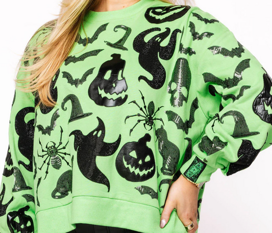 Queen of Sparkles Green & Black Halloween Icon Sweatshirt