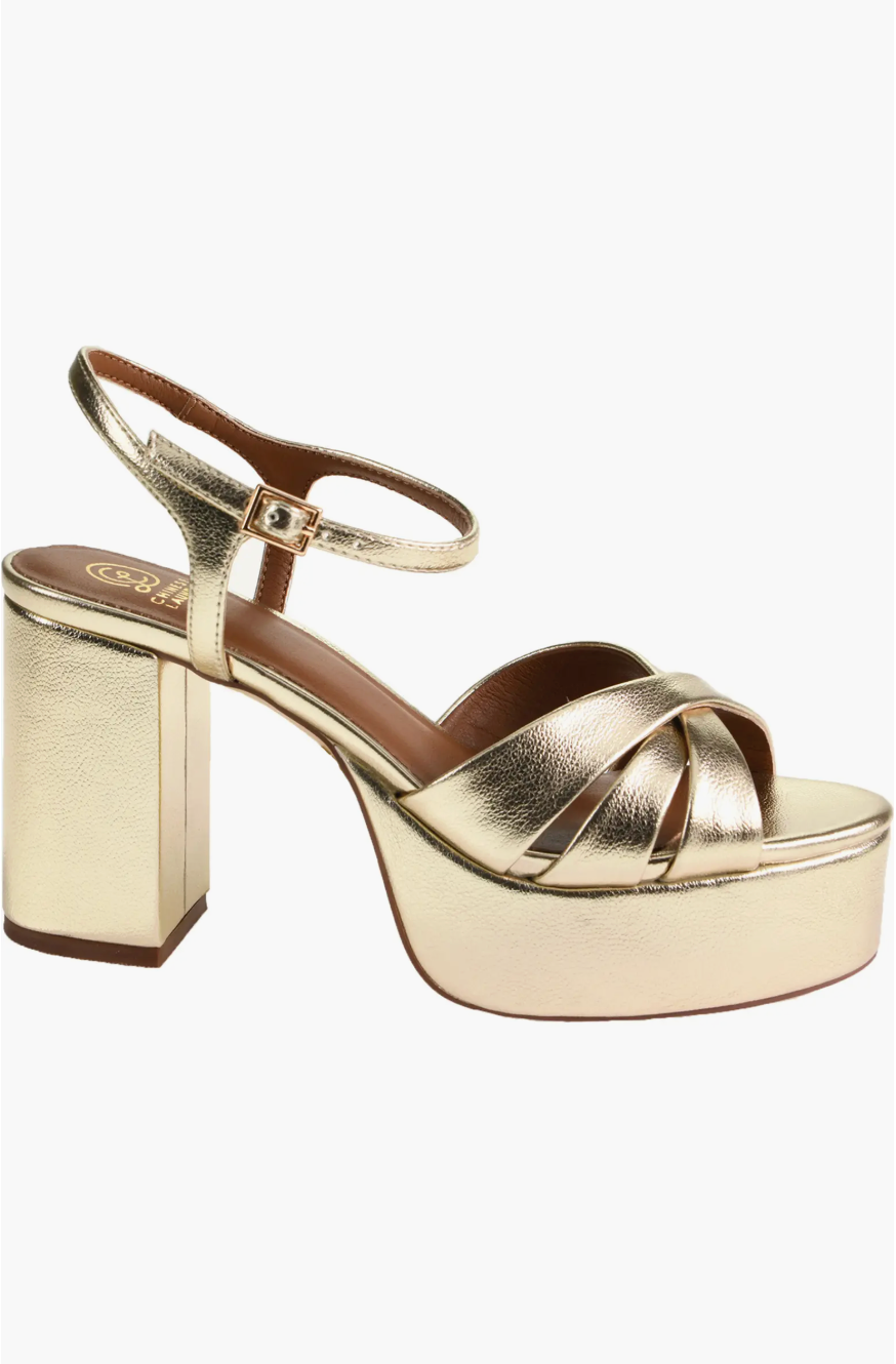 Chinese Laundry Tessa Gold Platform Heels