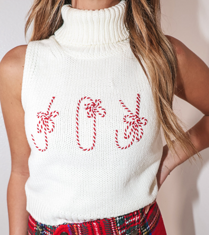 Candy Cane Bliss Cropped Knit Top