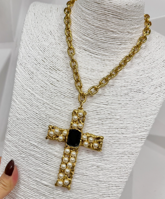 Yochi Ruby Cross Necklace