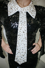 Sequin And Pearl Tuxedo Dress-Dresses-KCoutureBoutique, women's boutique in Bossier City, Louisiana
