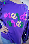 Sequin Sleeve Mardi Gras Top-Top-KCoutureBoutique, women's boutique in Bossier City, Louisiana