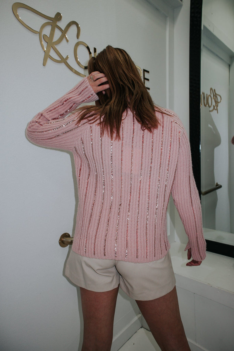 Sequin Stunner Pink Sweater-Tops-KCoutureBoutique, women's boutique in Bossier City, Louisiana