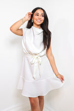 setting the tone mini dress Set The Tone Cowl Neck Mini Dress Off White / Large (10/12)