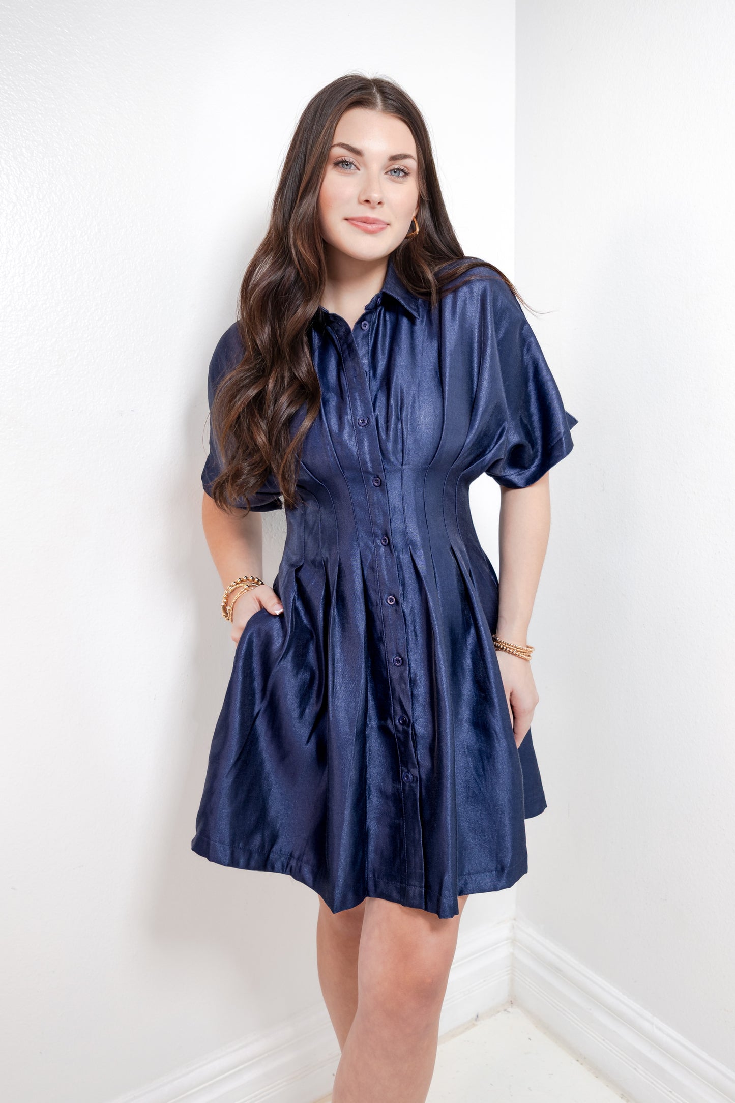 Sheen & Chic Pleated Mini Dress