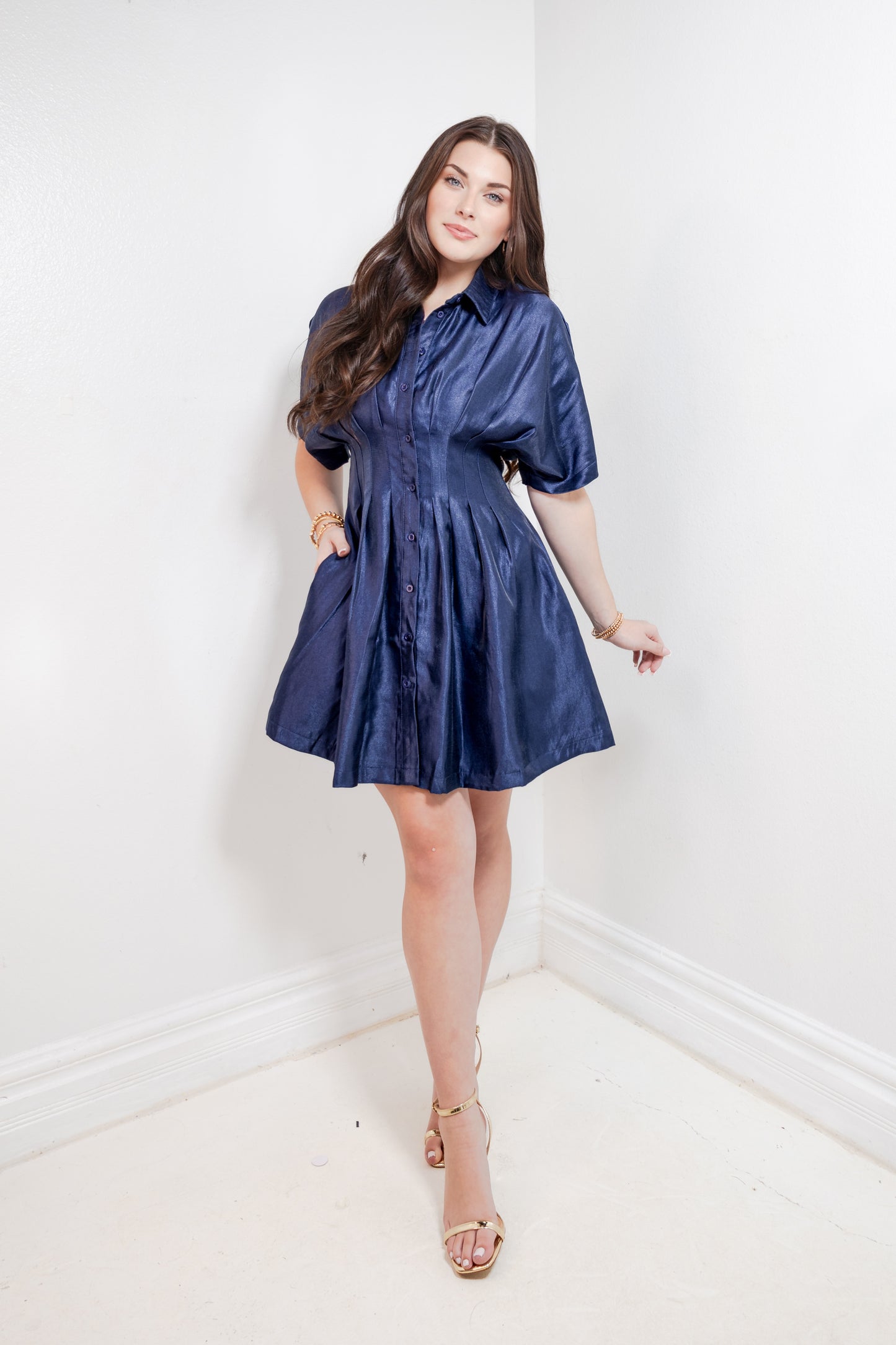 Sheen & Chic Pleated Mini Dress